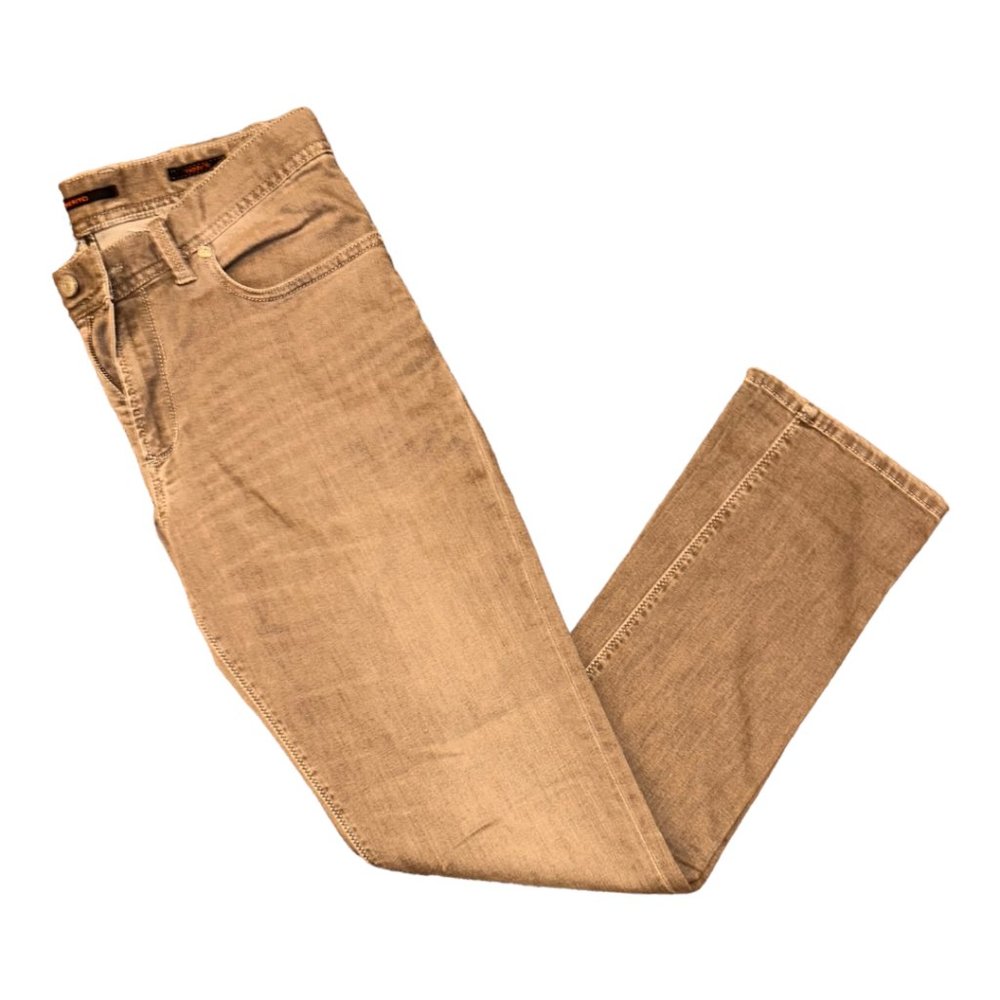 ALBERTO Men's 5 Pocket Jean Pants Washed Light Brown 32 Waist 32 Inseam EUC